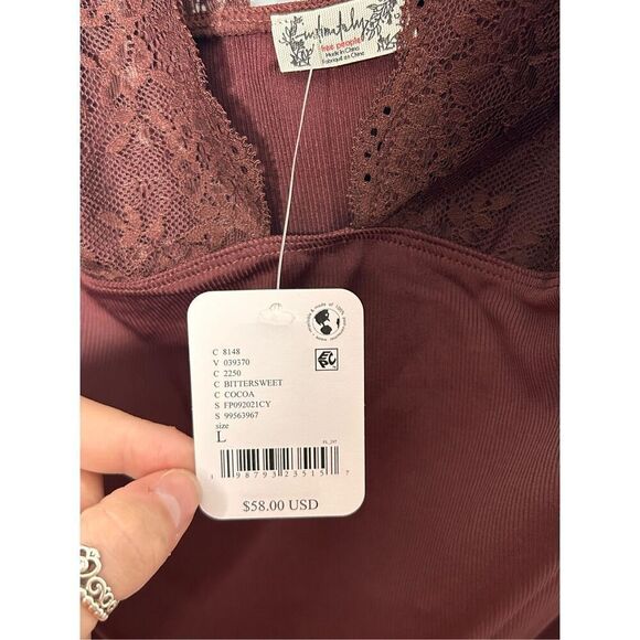 Intimately Free People Brown lace tank top size large. C35-4 - Picture 5 of 5
